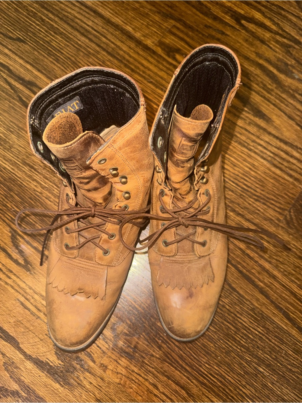 Ariat Tan Leather Lace-Up Kiltie Boots